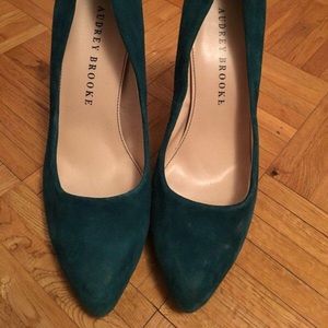 Audrey Brooke Teal Suede Heels